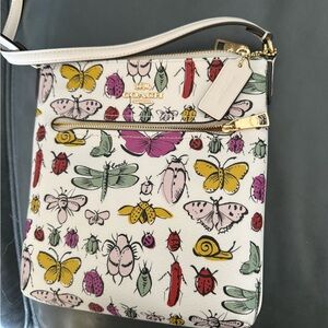 Coach White Multicolor Insect Print Crossbody Bag